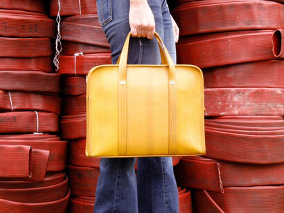 Elvis and Kresse re-use old fire hoses from the London Fire Department