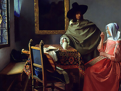 The Wine Glass is an oil-on-canvas painting by Johannes Vermeer, created c. 1660