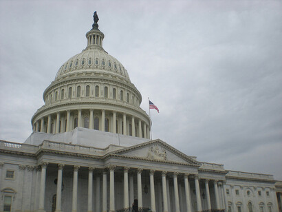 View of the Capitol's dome and entrance, Washington DC, USA