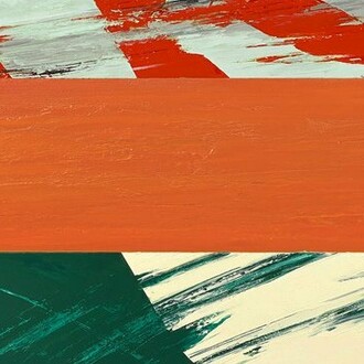 Michael Dweck, Red K Orange, top white blue, white yellow bottom (detail), 46x70. Courtesy of the artist and Heather Gaudio Fine Art